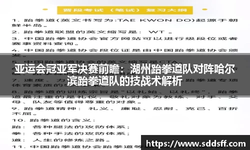 亚运会冠亚军决赛前瞻：湖州跆拳道队对阵哈尔滨跆拳道队的技战术解析